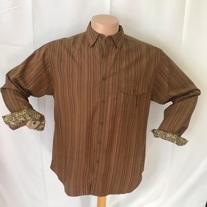 Tommy Bahama Striped Silk Shirt Cuffs Medium